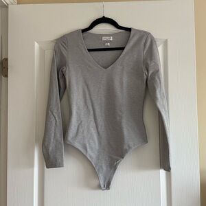 Aritzia Silver Long Sleeve Bodysuit